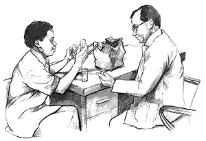 Doctor and patient talking.